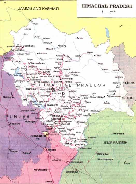 map of himachal pradesh