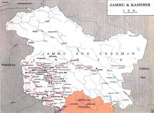 map of Jammu & Kashmir